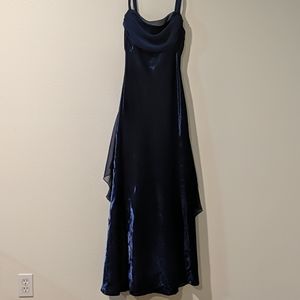 Midnight Blue Prom Dress with Scarf